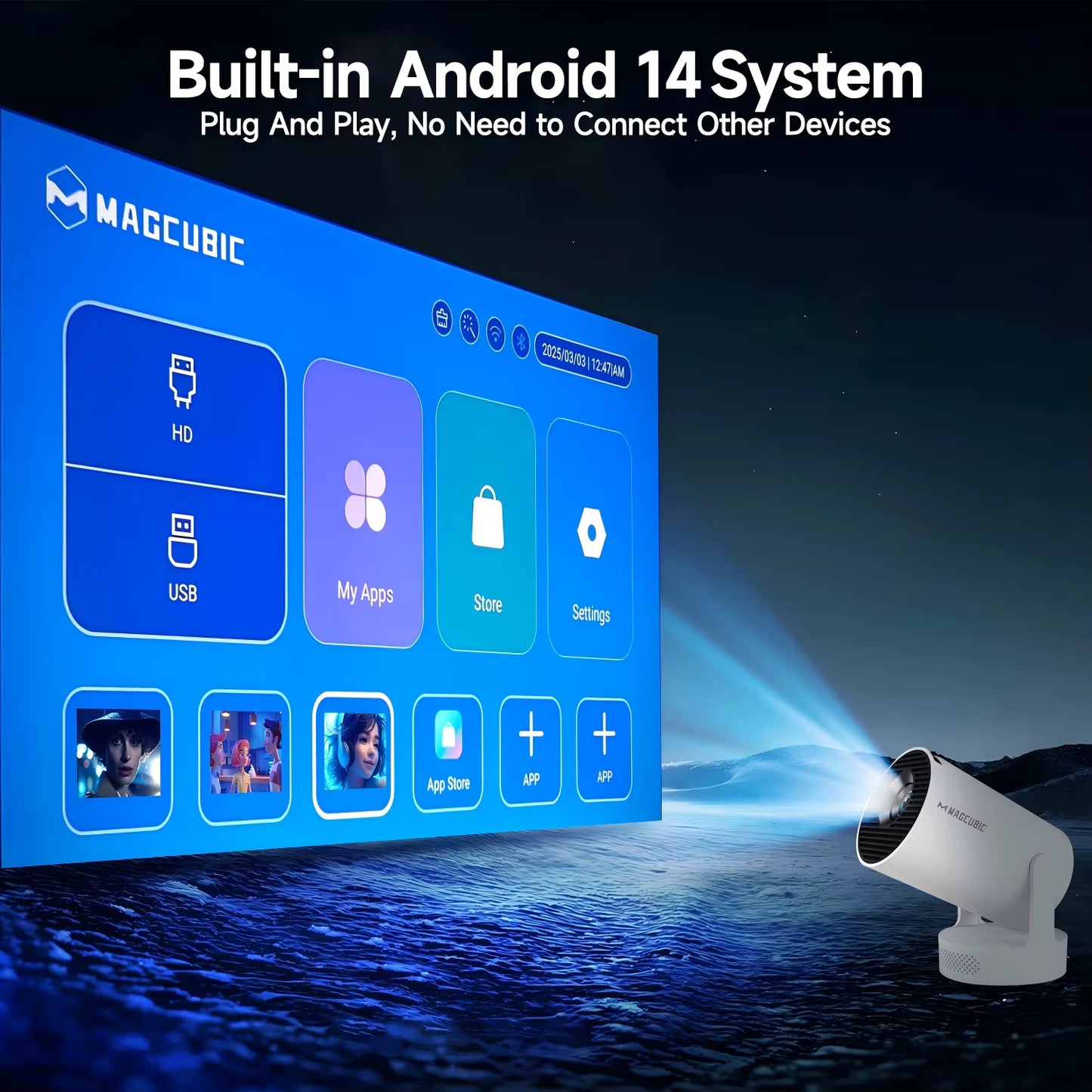 MAGCUBIC HY300 Pro+ Smart Mini Projector